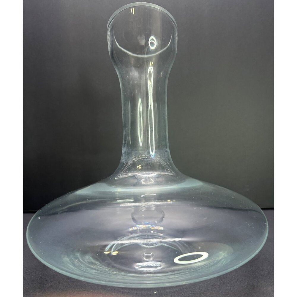 Vintage Clear Wine Glass Decanter Carafe Wide Bottom Barware 8" Tall